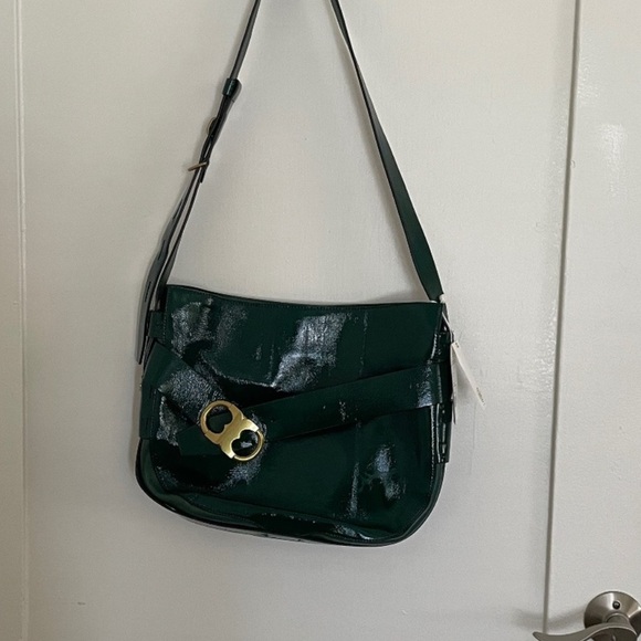 TORY BURCH GEMINI LINK CROSSBODY HOBO ADJUSTABLE PATENT LEATHER GOLD ACCENT BAG - Picture 15 of 15